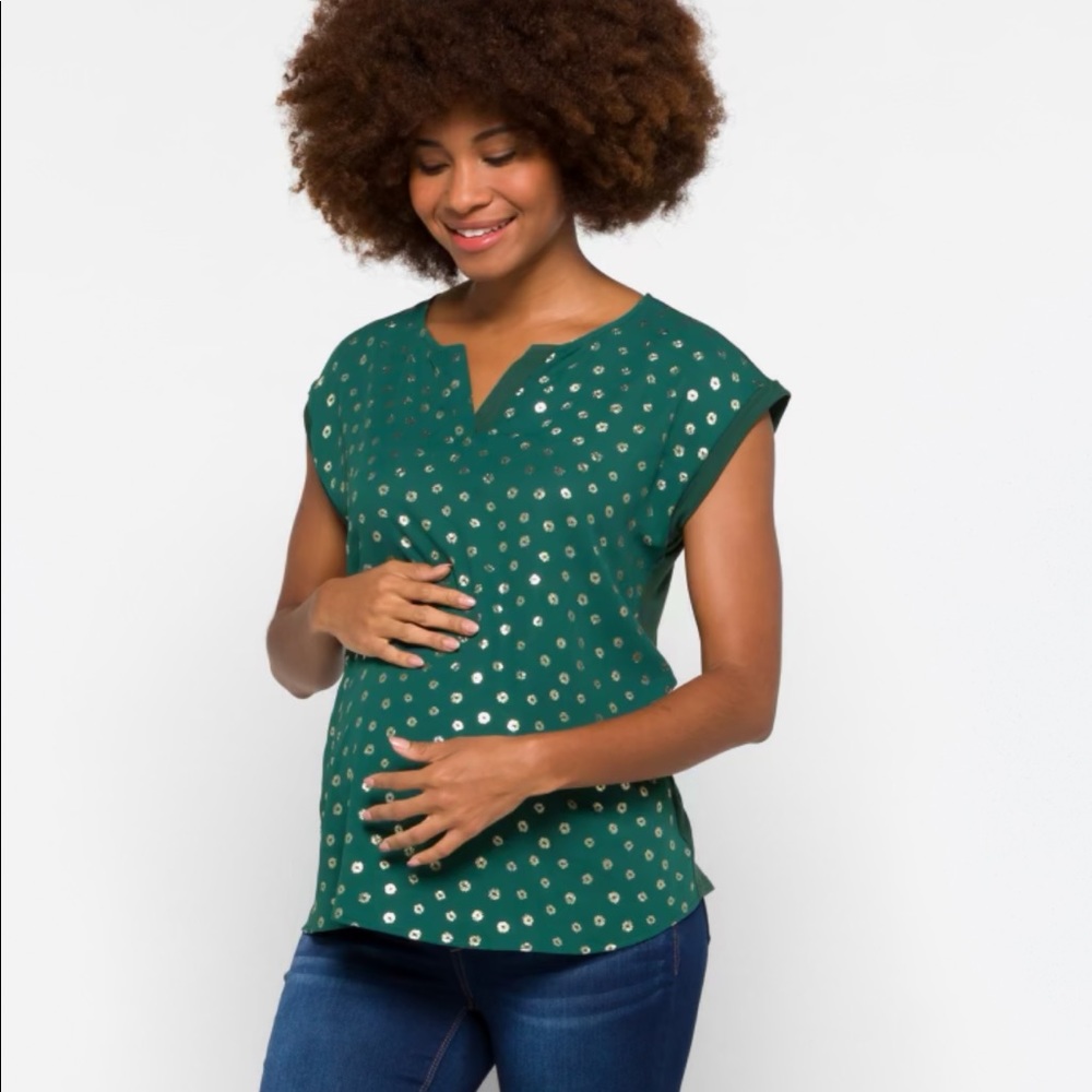 Teal short sleeve mixed material top purchased from Stitch Fix